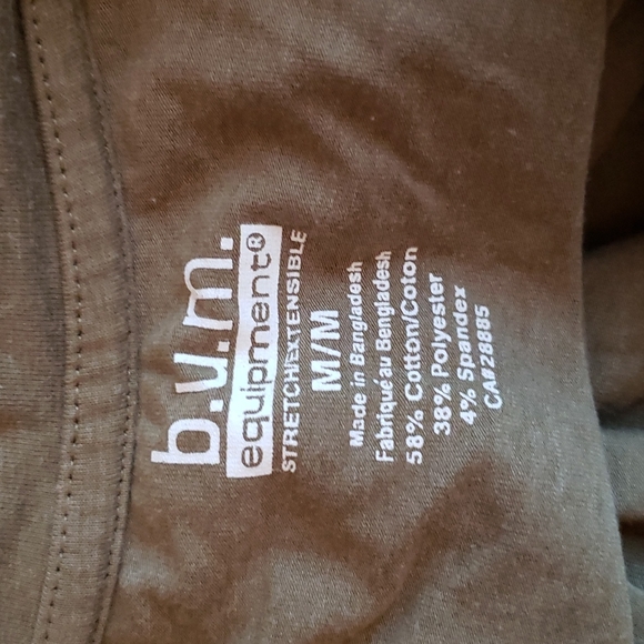 (M) b.u.m Equipment Stretch Olive Mix Classic ¾ Sleeve T-Shirt Casual Light - Picture 3 of 10